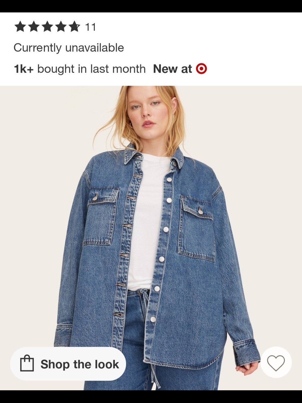 NWT Parke Target Blue Denim Overshirt Jacket XS